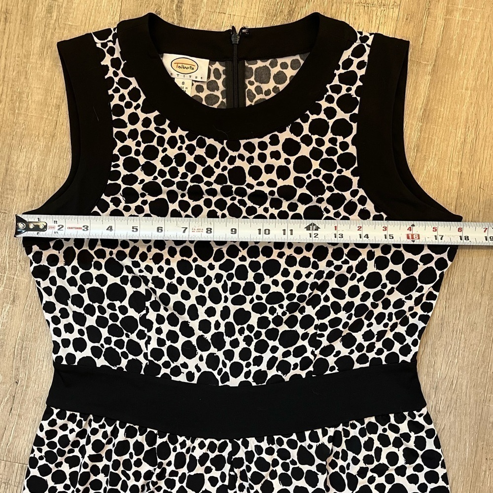 Talbots Sleeveless Dress 8P Black and White Splotches Spotted - Picture 10 of 14